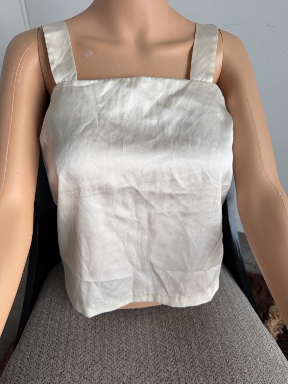 Vintage Cream Strapless Square-Neck Dress